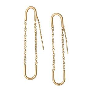Lucky Brand Women's Modern Stud Chain Earring Gold Tone 2.125" High Lever Back